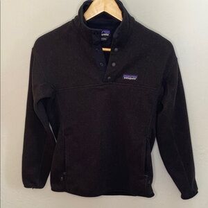 Patagonia 1/4 Snap Button-Up Fleece Comfort Sweater- Black- Women Sz XS